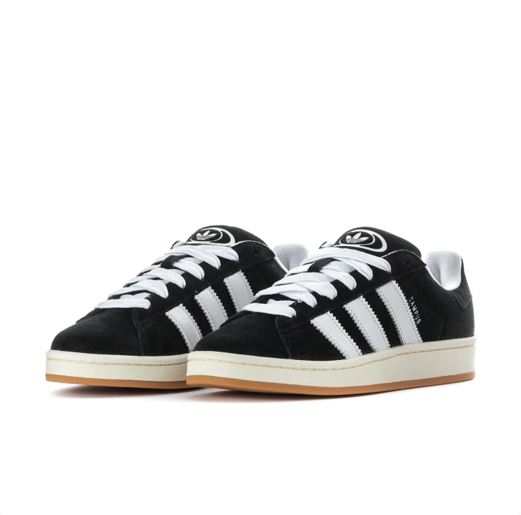 adidas Campus Black & White Low-Top Sneakers with Gum-Colored Outsole