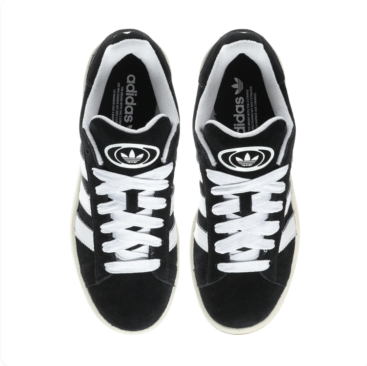 adidas Campus Black & White Low-Top Sneakers with Gum-Colored Outsole