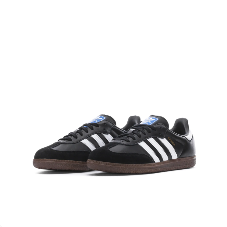 adidas Samba Black & White Low-Top Sneakers with Gum-Colored Sole
