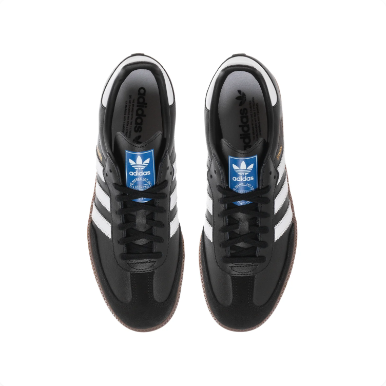 adidas Samba Black & White Low-Top Sneakers with Gum-Colored Sole