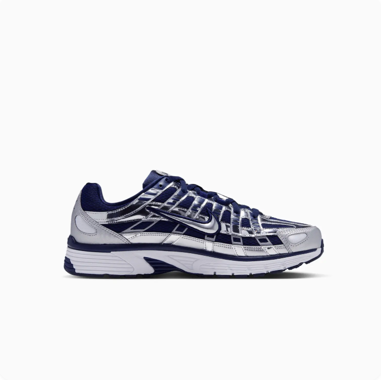 Nike P-6000 Metallic Silver & Navy Low-Top Sneakers