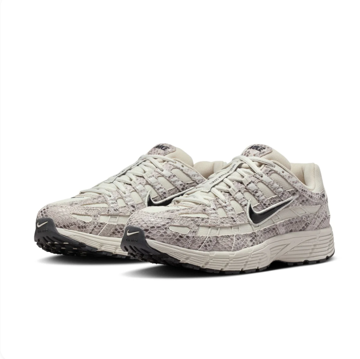 Nike P-6000 Cream & Gray Snakeskin-Pattern Low-Top Sneakers