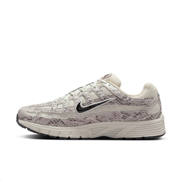 Nike P-6000 Cream & Gray Snakeskin-Pattern Low-Top Sneakers