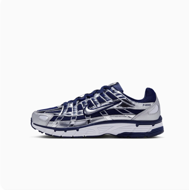 Nike P-6000 Navy & Metallic Silver Low-Top Sneakers