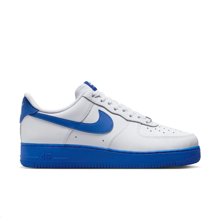 Nike Air Force 1 White & Royal Blue Low-Top Sneakers
