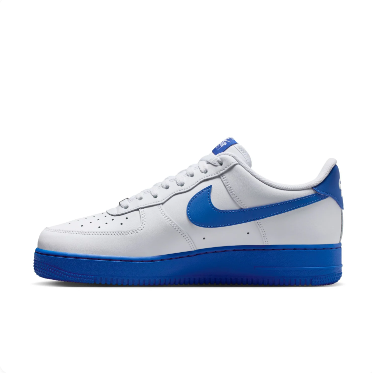 Nike Air Force 1 White & Royal Blue Low-Top Sneakers