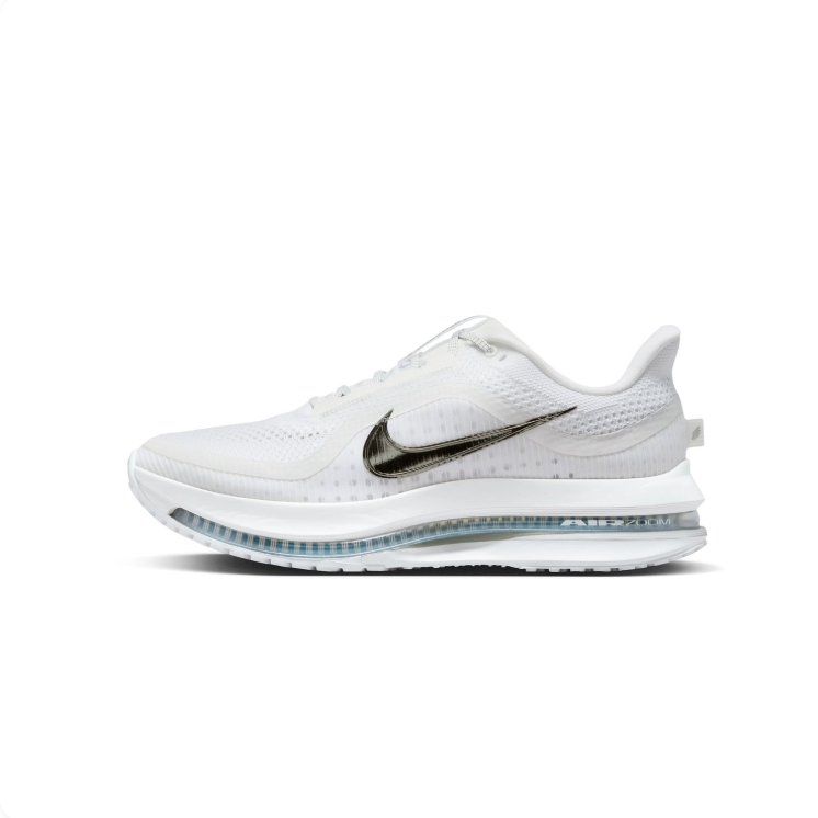 Nike Air Zoom White & Metallic Swoosh Low-Top Sneakers