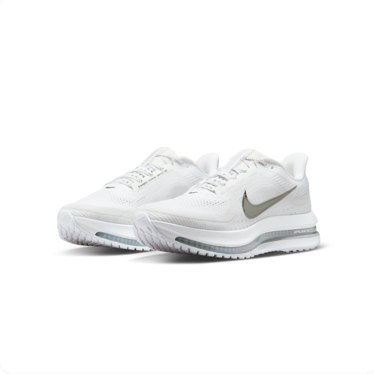 Nike Air Zoom White & Metallic Swoosh Low-Top Sneakers