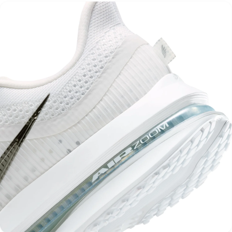 Nike Air Zoom White & Metallic Swoosh Low-Top Sneakers