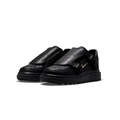 Nike Black Low-Top Sneakers with Buckled Shroud & Silver Swoosh