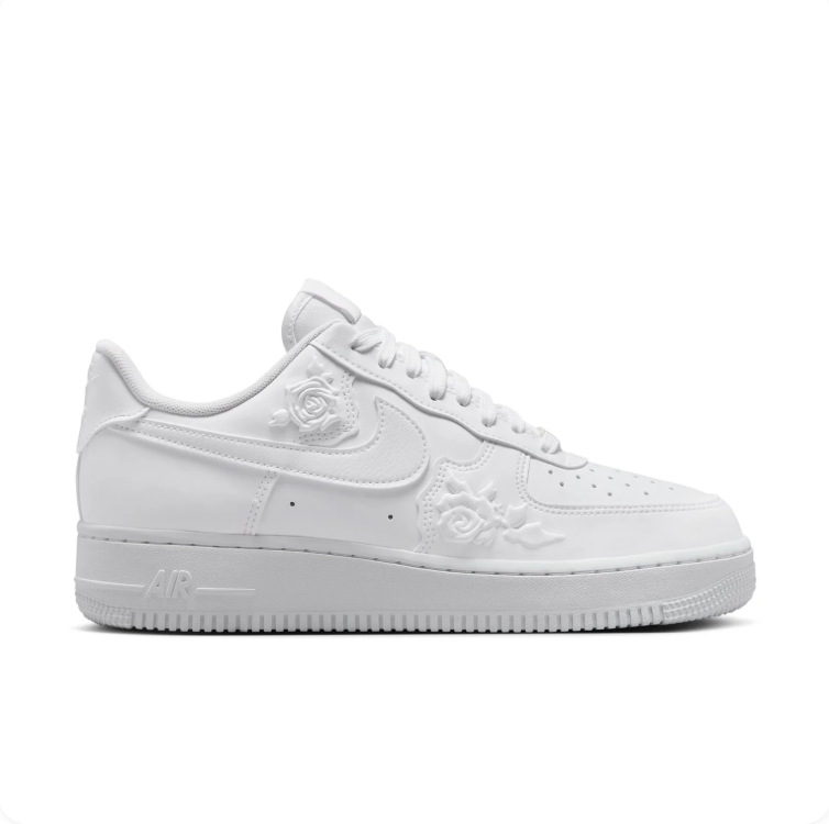 Nike Air Force 1 All-White Floral Low-Top Sneakers