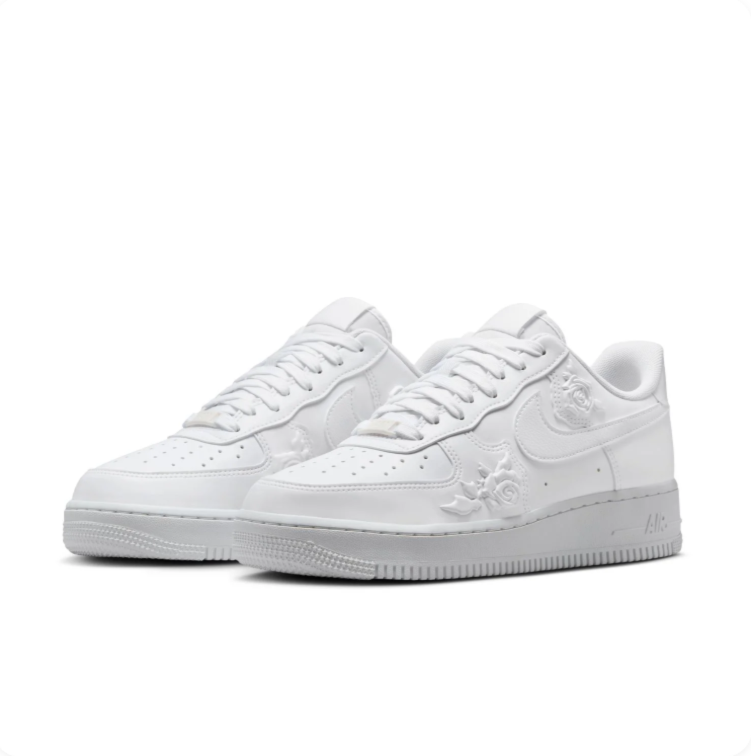 Nike Air Force 1 All-White Floral Low-Top Sneakers
