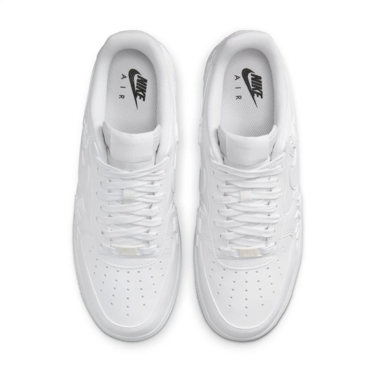 Nike Air Force 1 All-White Floral Low-Top Sneakers