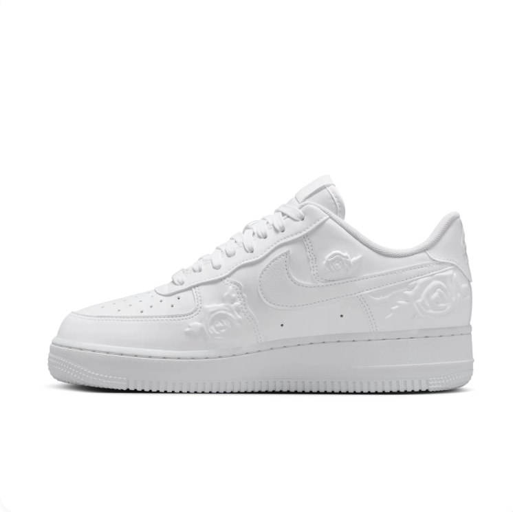 Nike Air Force 1 All-White Floral Low-Top Sneakers