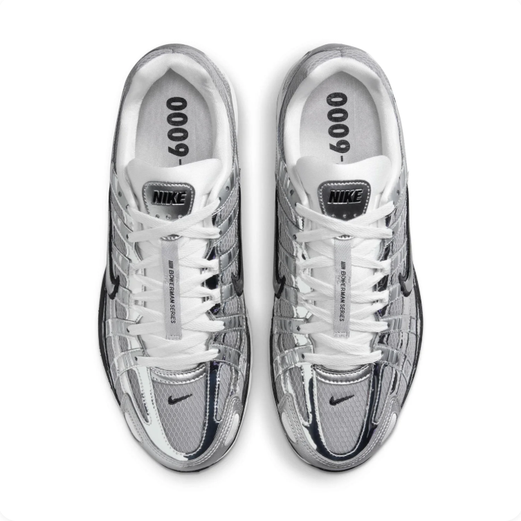 Nike P-6000 Metallic Silver & Black Low-Top Sneakers