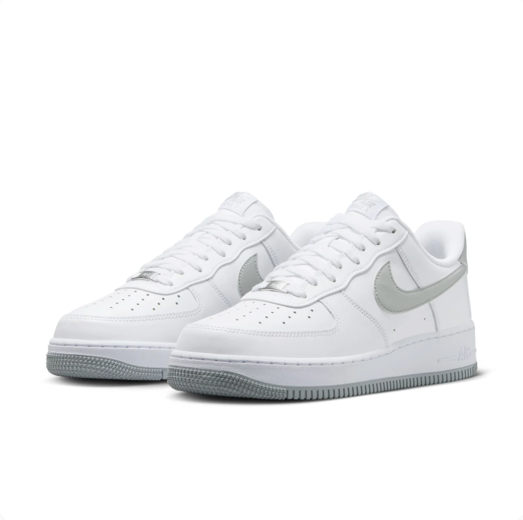 Nike Air Force 1 White & Light Gray Low-Top Sneakers