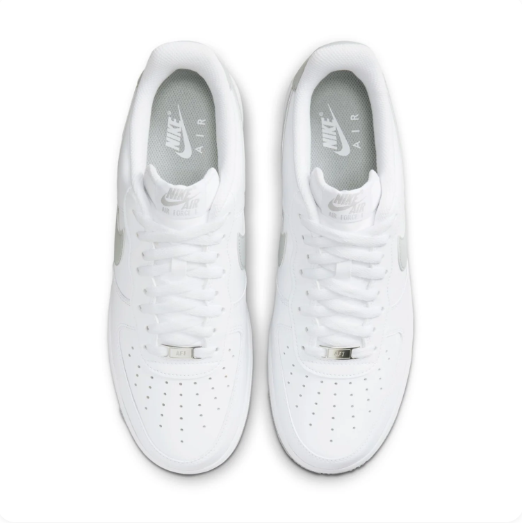 Nike Air Force 1 White & Light Gray Low-Top Sneakers