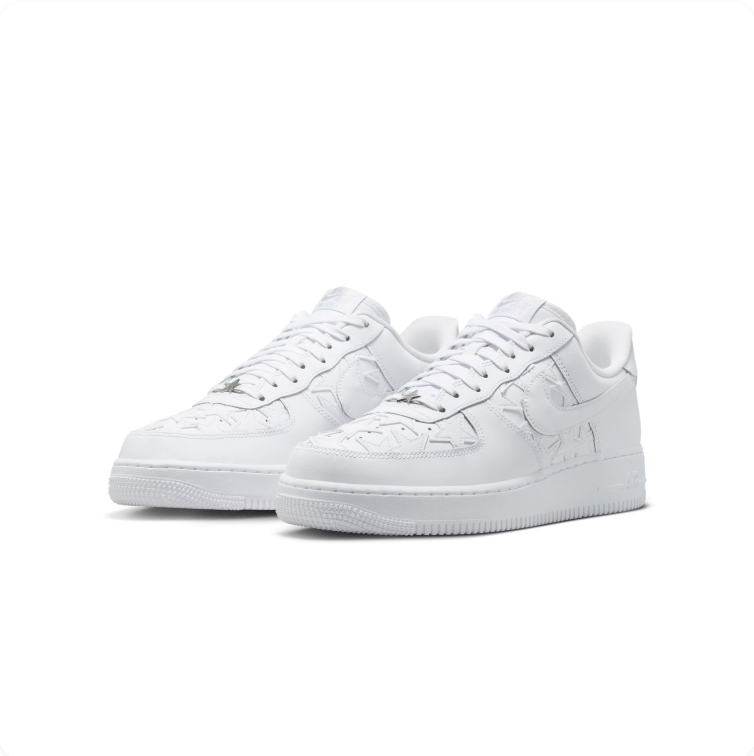Nike Air Force 1 All-White Star-Detail Low-Top Sneakers