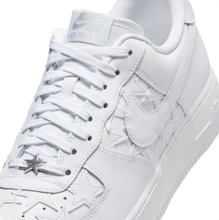 Nike Air Force 1 All-White Star-Detail Low-Top Sneakers