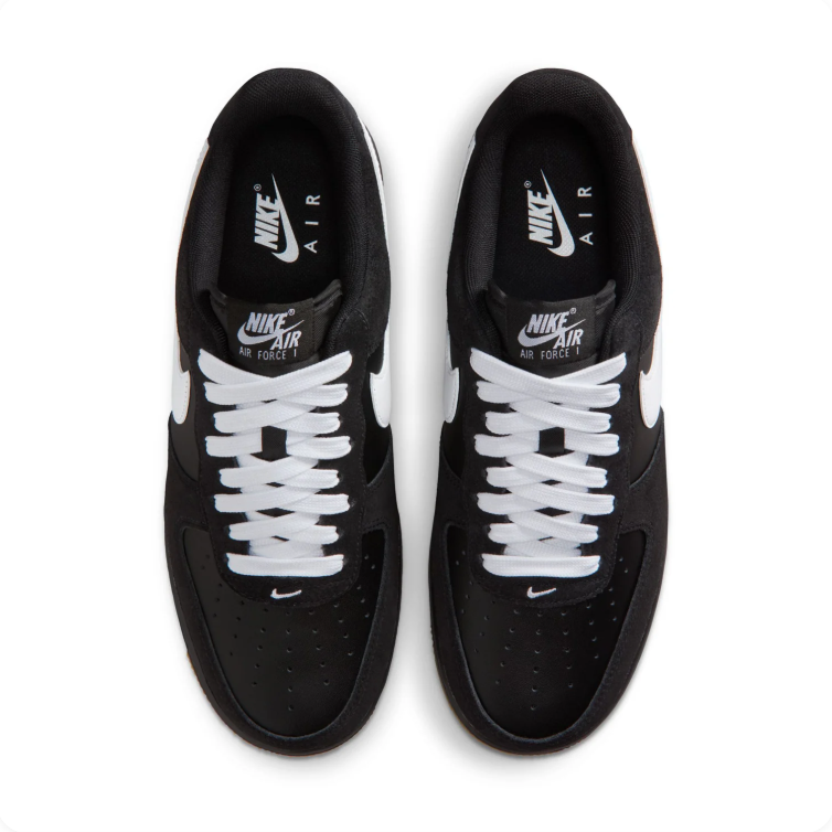 Nike Air Force 1 Black & White Low-Top Sneakers with Gum Sole