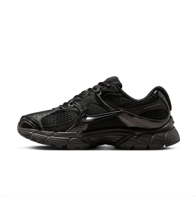 Nike All-Black Mesh & Glossy-Overlay Low-Top Sneakers