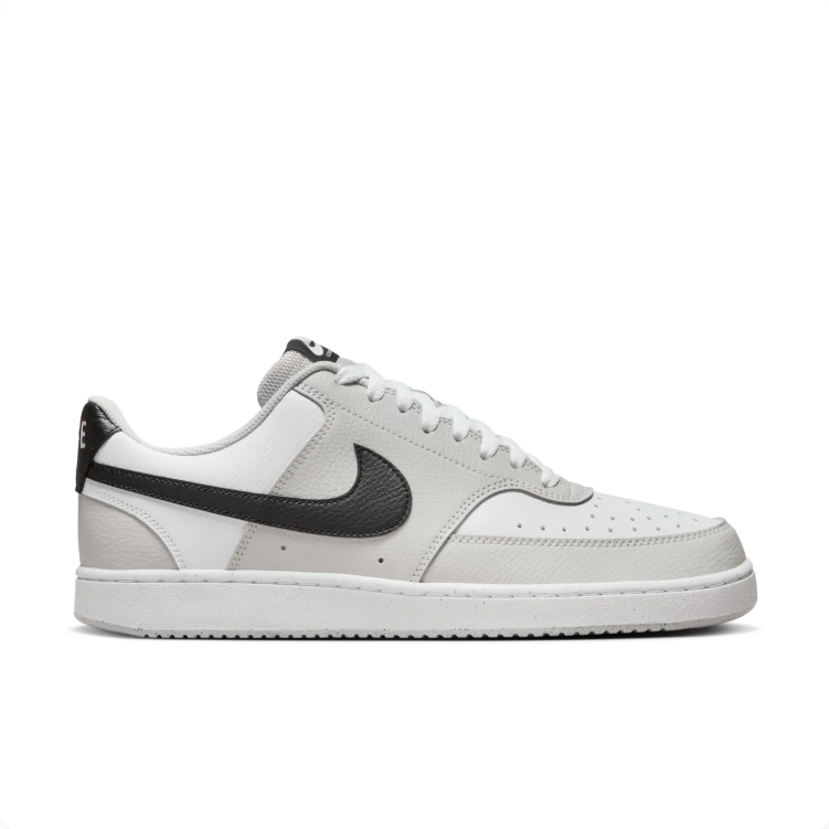 Nike Court Vision White & Light Gray Low-Top Sneakers with Black Swoosh