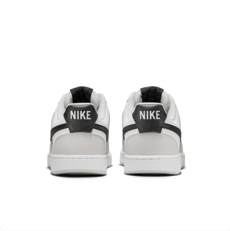 Nike Court Vision White & Light Gray Low-Top Sneakers with Black Swoosh