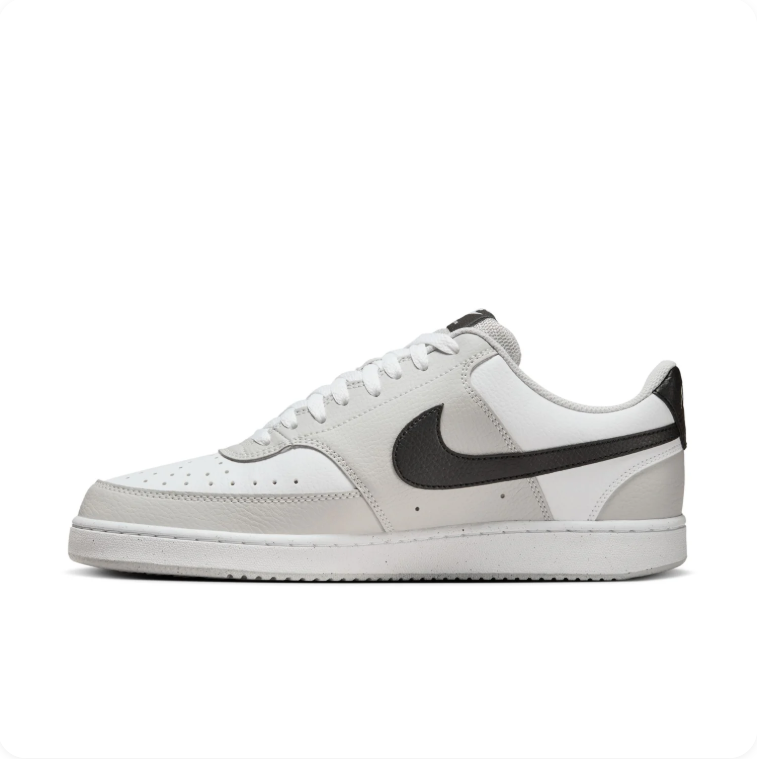 Nike Court Vision White & Light Gray Low-Top Sneakers with Black Swoosh