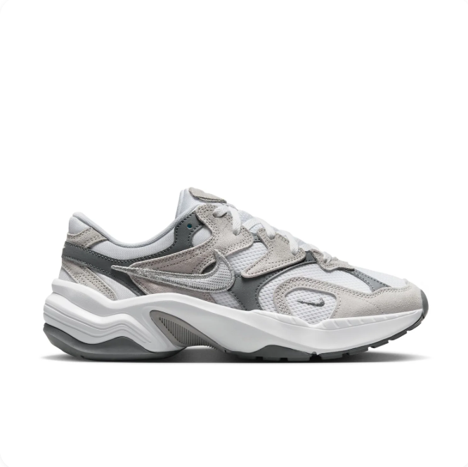 Nike White & Gray Layered Low-Top Sneakers with Sculpted Sole