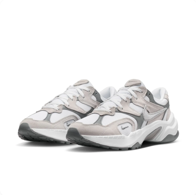 Nike White & Gray Layered Low-Top Sneakers with Sculpted Sole