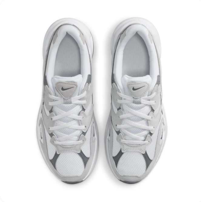 Nike White & Gray Layered Low-Top Sneakers with Sculpted Sole