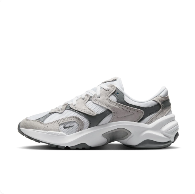 Nike White & Gray Layered Low-Top Sneakers with Sculpted Sole