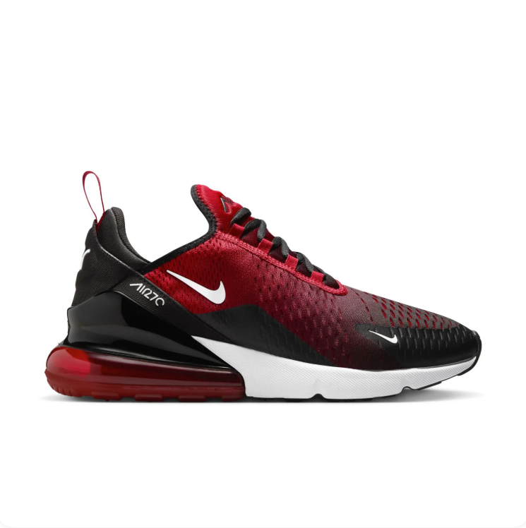Nike Air Max 270 Red & Black Low-Top Sneakers with White Swoosh