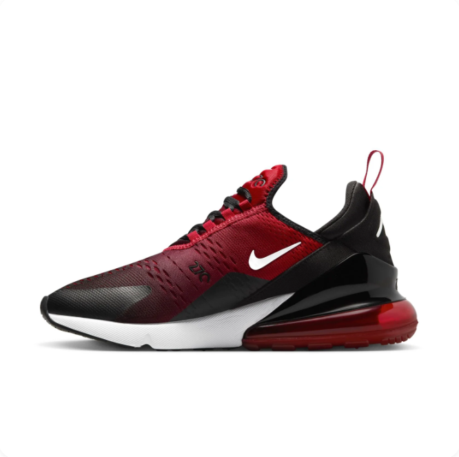 Nike Air Max 270 Red & Black Low-Top Sneakers with White Swoosh