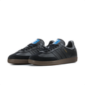 Adidas Samba Black Low-Top Sneakers with Gum Sole & Blue Tongue Labels
