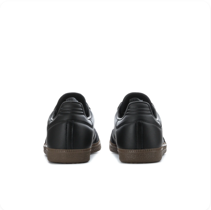 Adidas Samba Black Low-Top Sneakers with Gum Sole & Blue Tongue Labels