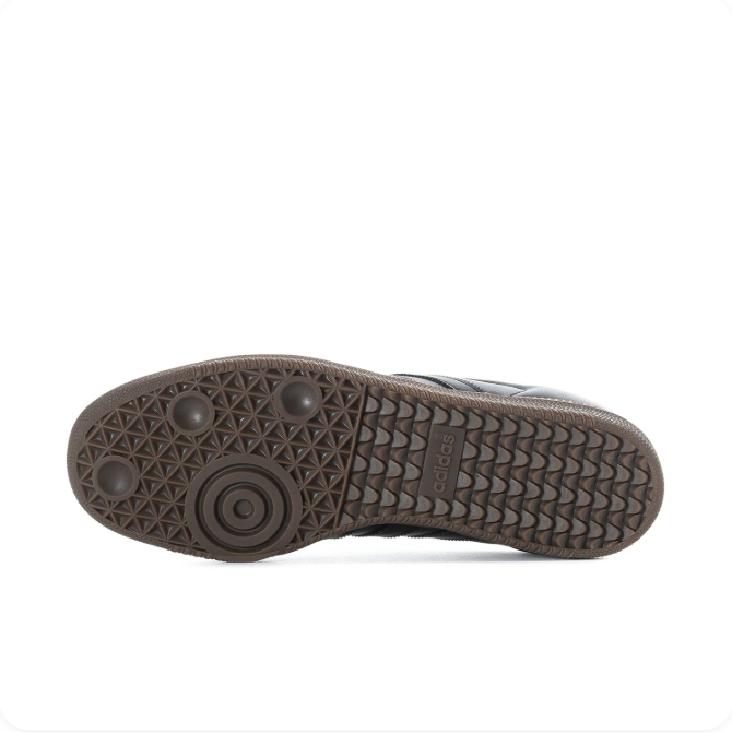 Adidas Samba Black Low-Top Sneakers with Gum Sole & Blue Tongue Labels