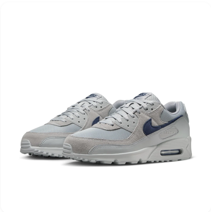 Nike Air Max 90 Light Gray & Navy Low-Top Sneakers