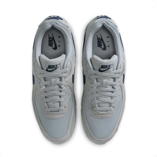 Nike Air Max 90 Light Gray & Navy Low-Top Sneakers