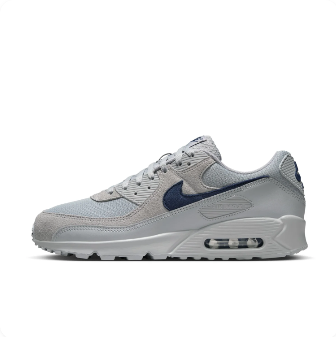 Nike Air Max 90 Light Gray & Navy Low-Top Sneakers