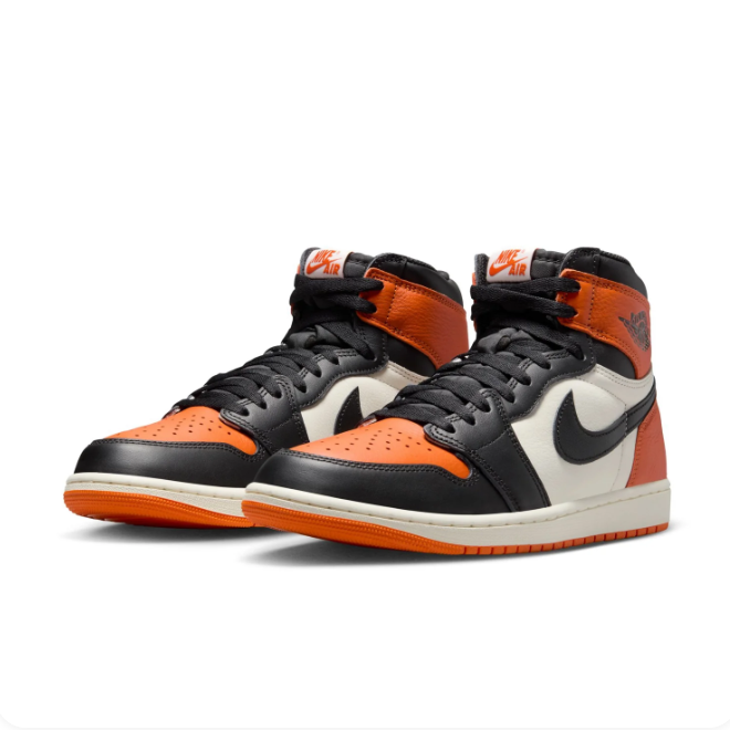 Air Jordan 1 High Orange, Black & Cream Sneakers