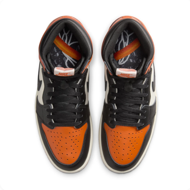 Air Jordan 1 High Orange, Black & Cream Sneakers