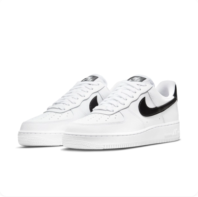 Nike Air Force 1 White Low-Top Sneakers with Black Swoosh