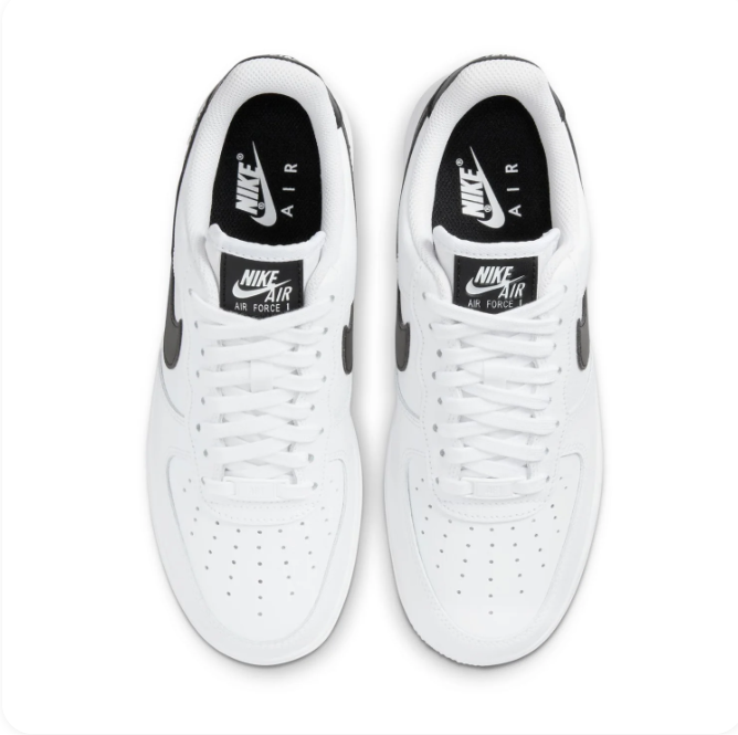 Nike Air Force 1 White Low-Top Sneakers with Black Swoosh