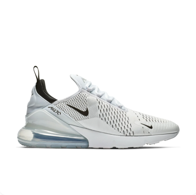 Nike Air Max 270 White & Black Low-Top Sneakers with Icy Blue Heel