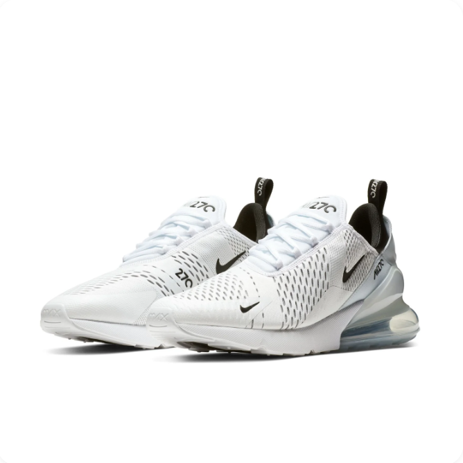 Nike Air Max 270 White & Black Low-Top Sneakers with Icy Blue Heel