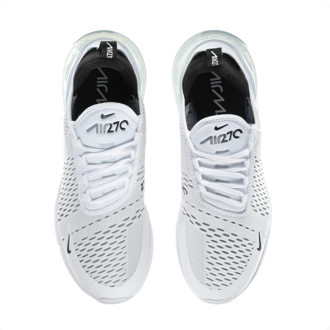 Nike Air Max 270 White & Black Low-Top Sneakers with Icy Blue Heel