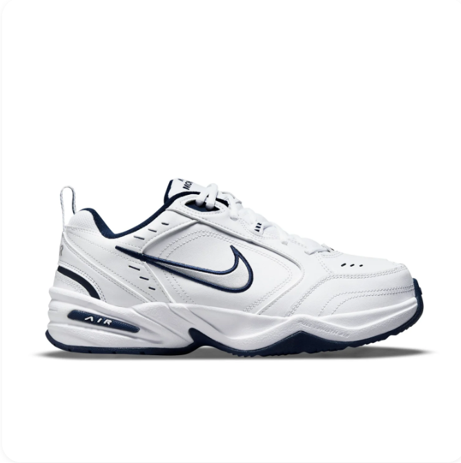 Nike Air Monarch IV White & Navy Low-Top Sneakers