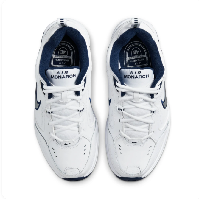 Nike Air Monarch IV White & Navy Low-Top Sneakers
