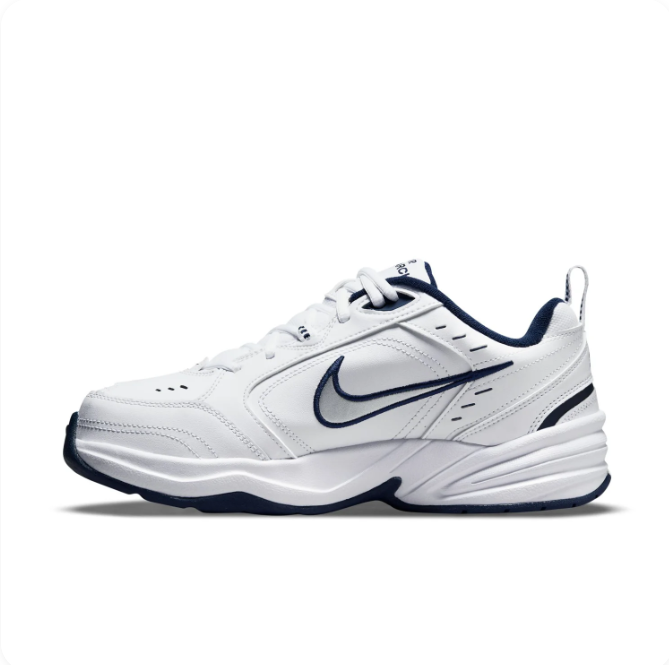 Nike Air Monarch IV White & Navy Low-Top Sneakers